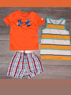 Toddler Boys 2-3T Summer Lot- 3 Pc- Swim Trunks, Swim Shirt, Tank Under Armour